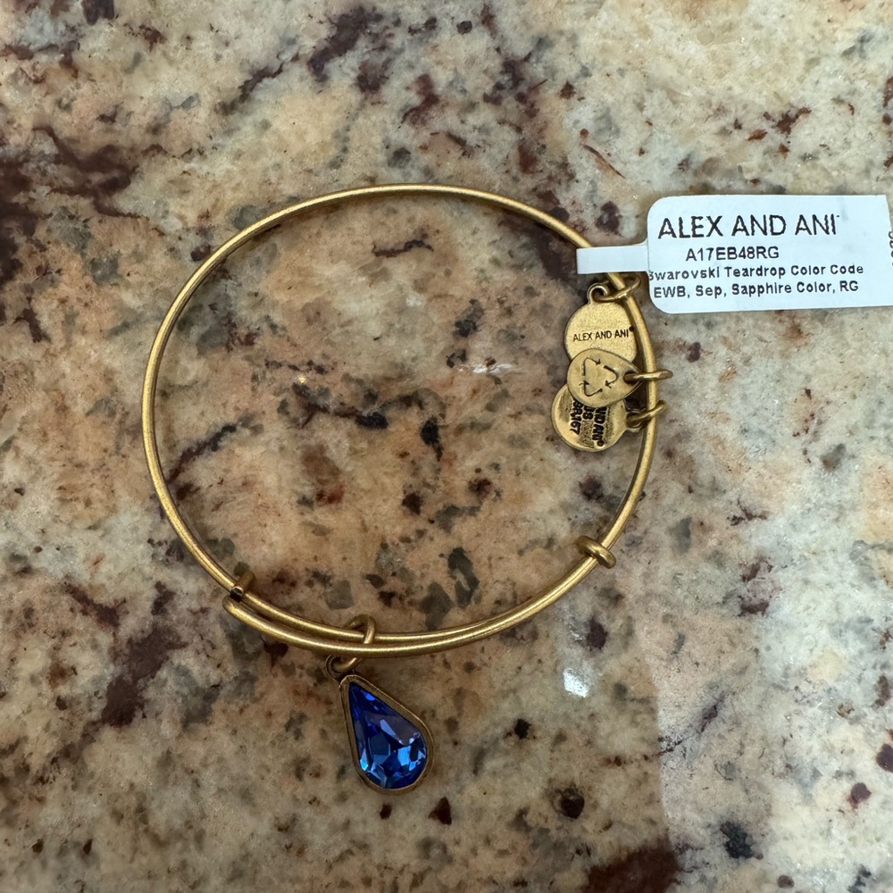 Alex and Ani Gold and Blue Charm Bracelet